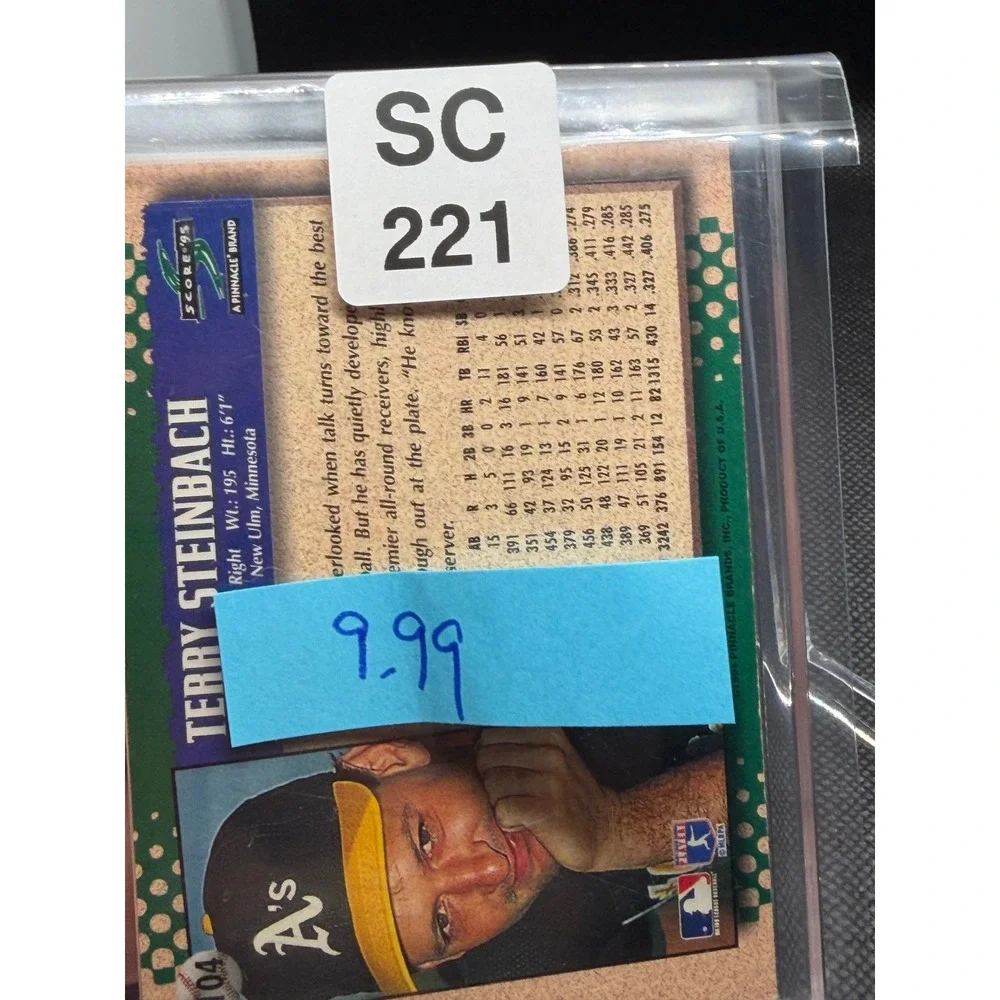 Terry Steinbach Autographed 1995 Score Oakland Athletics Baseball Card 104